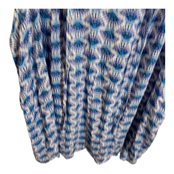 Juniper Lime Blue White Print Ruffle Neck Sleeveless V Neck Tunic Plus Size 2X - Picture 3 of 4